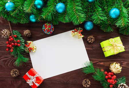 The photograph depicts Christmas background with toys