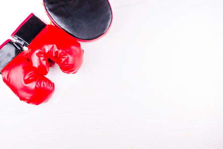 boxing gloves and paw on white background
