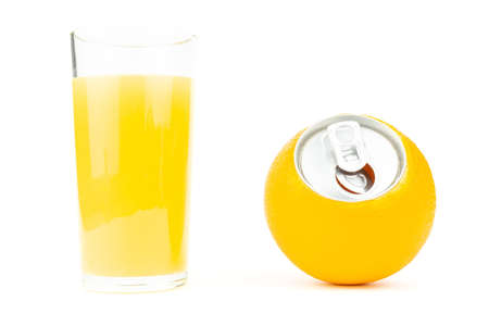 Fresh orange juice with fruits, isolated on white