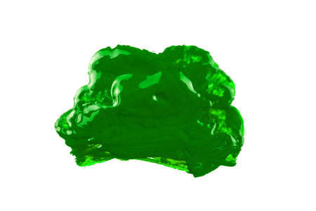 green oil paint spot isolated on white background