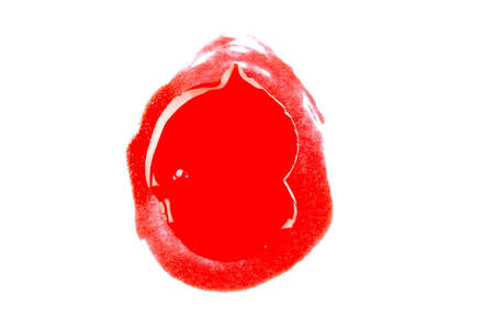 Red wine stain isolated on white background. Realistic wine texture watercolor grunge brush. Dark...