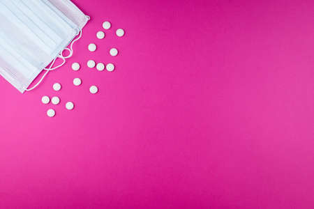 White medical mask isolated. Face mask protection against pollution, virus, flu and coronavirus. Health care and surgical concept.の写真素材