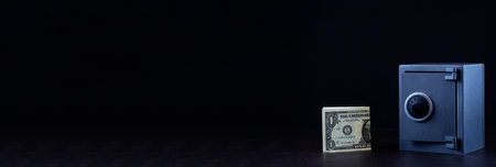 money in a residential safe close-up photo. Deposit in cash.の写真素材