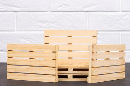 Stacked industrial wooden pallets for isolant cargoの写真素材