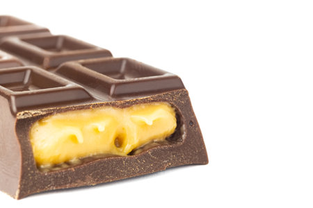 Tasty chocolate bar isolated on white backgroundの写真素材