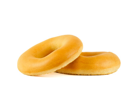 Baranki (bagels) for tea - a bread product in the form of a ring, traditional for Russian cuisine, isolated on a white backgroundの写真素材