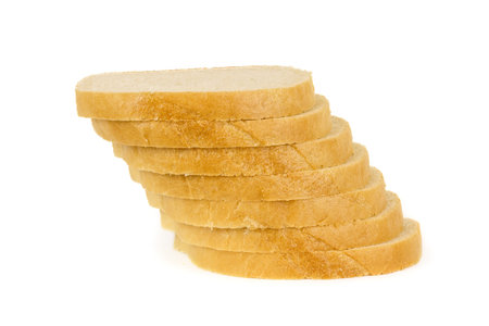 White bread, loaf, sliced, on a white background, isolatedの写真素材
