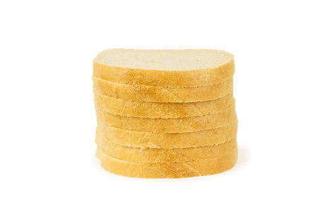 White bread, loaf, sliced, on a white background, isolatedの写真素材