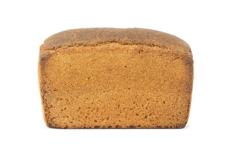 square loaf of Russian brown rye bread isolated on white backgroundの写真素材