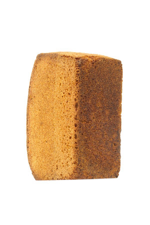 square loaf of Russian brown rye bread isolated on white backgroundの写真素材