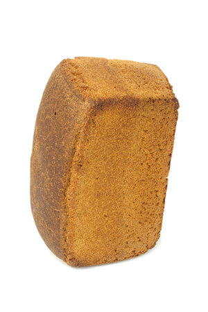 square loaf of Russian brown rye bread isolated on white backgroundの写真素材