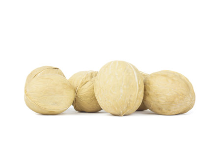 Walnuts isolated on white background, Walnuts kernels on White Background With clipping path.の写真素材