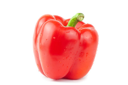 red sweet bell pepper isolated on a white background, clipping path, cut out, singleの写真素材