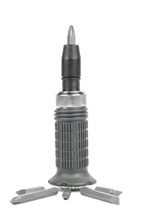 screwdriver bit close-up. screwdriver bits on a white backgroundの写真素材