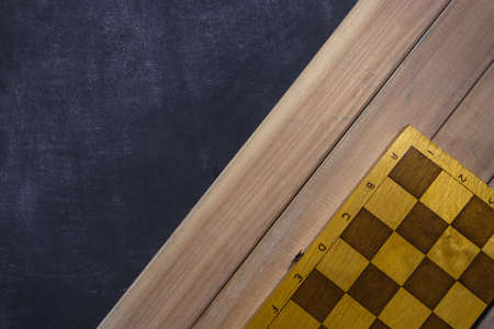 Sports or recreation Board game board with checkers. Hobby. Checkers on the playing field for the...