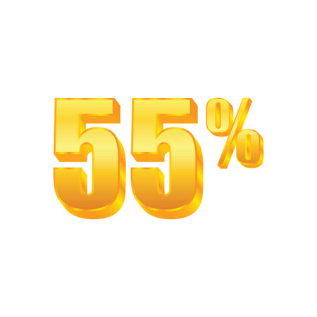 55 percent off discount 3d gold color vector illustration isolated on white background