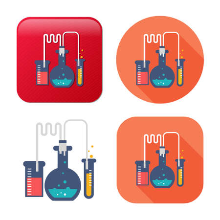 laboratory tubes icon - chemistry and science symbol - medical equipment - scientific educationのイラスト素材