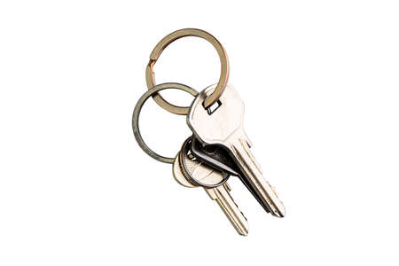 few keys on a metal ring  isolated on white