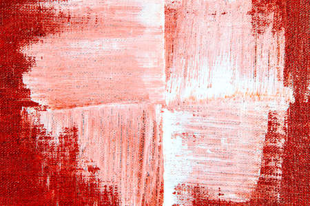 abstract creative background: white and red blurred stains of colored primer when toning the canvas,...