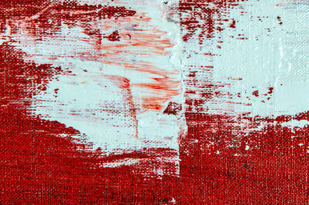 abstract creative background: white and red blurred stains of colored primer when toning the canvas,...