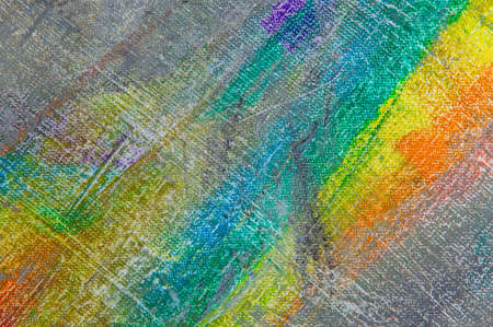 abstract faded multicolored background resulting from washing off paints from canvas, short focus. Not an art object, temporary effect.の写真素材