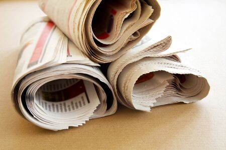 Newspaper on brown background