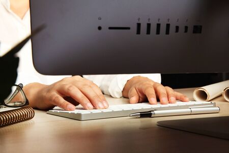 Business woman hand using computerの写真素材