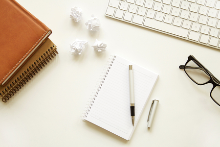 Business table on white backgroundの写真素材