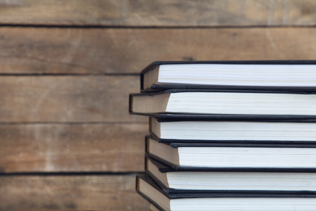 Books on wooden backgroundの写真素材