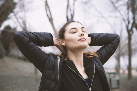 Sportive people training in a outdoors area, healthy lifestyle and sport conceptsの写真素材