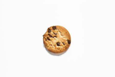 Chocolate chip cookies isolated on white background. Sweet biscuits. Homemade pastryの写真素材