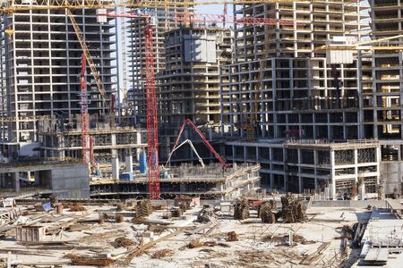 Civil engineer on construction building background. Evolution construction concept.