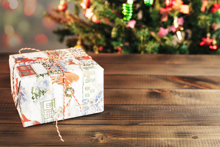 Christmas composition. Christmas gift, Christmas tree.の写真素材