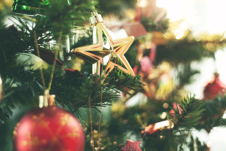 Christmas composition. Christmas gift, Christmas tree.の写真素材