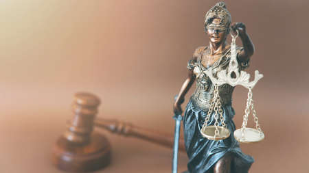 Legal and law concept statue of Lady Justice on blurred backgroundの写真素材