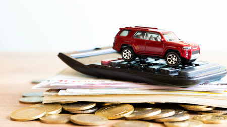 Saving money for car, Finance and car loan, Investment and business conceptの写真素材