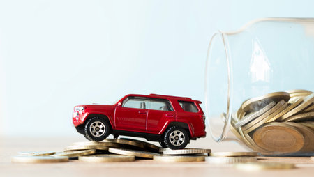 Saving money for car, Finance and car loan, Investment and business conceptの写真素材