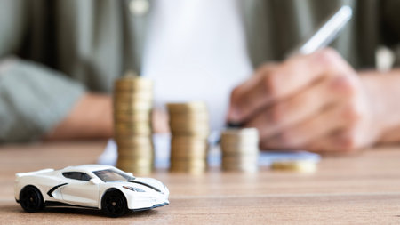 Saving money for car, Finance and car loan, Investment and business conceptの写真素材