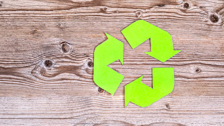 Recycled with recycling symbol on background, eco, environment or recycling concept with copy space,