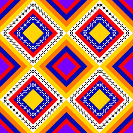 indigenous fabric seamless pattern Colorful vector illustrationのイラスト素材