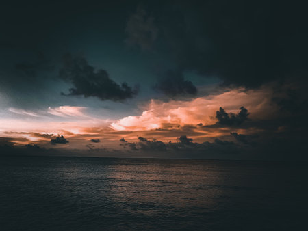 perfect sky and water of oceanの写真素材