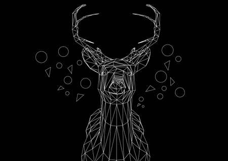 Line art of deer with a black backgroundのイラスト素材