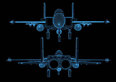 The structure of a 3D technology jet planeのイラスト素材