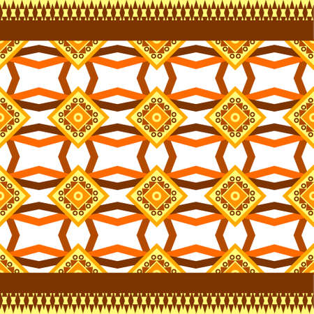 Bright ethnic abstract background. Seamless pattern with symmetric geometric ornament. Ornamental vivid wallpaper. Vector illustrationのイラスト素材