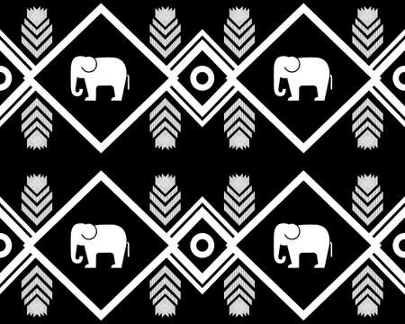 Bright ethnic abstract background. Seamless pattern with symmetric geometric ornament. Ornamental vivid wallpaper. Vector illustrationのイラスト素材