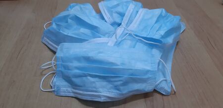 Surgical mask with rubber strapsの写真素材