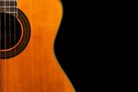 Close-up guitar in black backdrop ,Abstract,classic guitarの写真素材