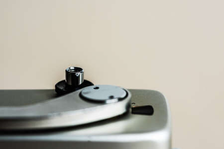 Close-up shutter button of film camera.button stainless,depth of field,vintage camera,has copy spaceの写真素材