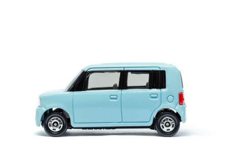 Vintage Toy  Car on White Background,isolated blue model carの写真素材