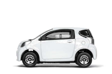 White Toy  Car on White Background, white  model car isolatedの写真素材